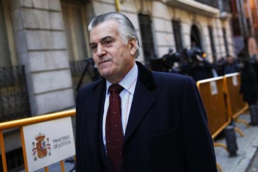 Luis Barcenas, former treasurer of Spain's ruling People's Party (PP), leaves Spain's High Court, where he is required to check in three times per week, in central Madrid