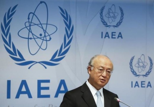 IAEA Director General Amano addresses a news conference after a board of governors meeting at the IAEA headquarters in Vienna